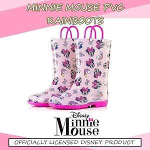 Disney Pink Kids' Minnie Mouse Rain Boots with Hot Pink Soles